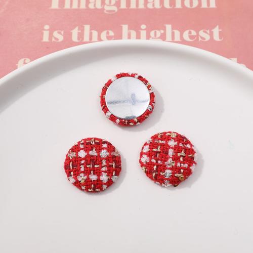 Mobile Phone DIY Decoration, Cloth, Round, red, 25x25mm, Sold By PC