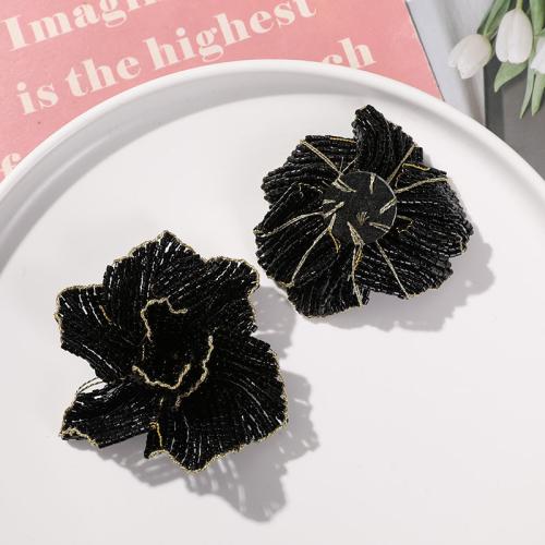 Hair Accessories DIY Findings, Seedbead, Flower, handmade, multilayer, black, 70mm, Sold By PC