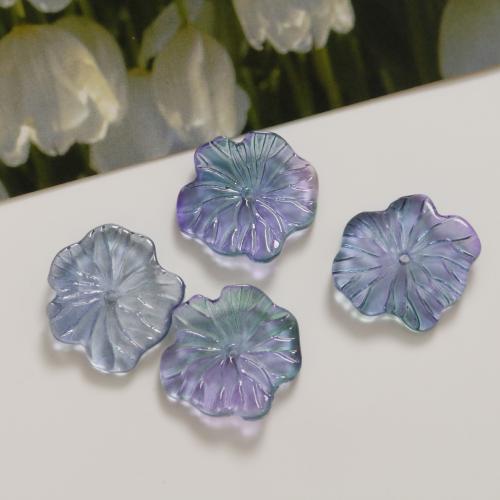 Hair Accessories DIY Findings, Glass, Lotus Leaf, more colors for choice, 20x22mm, Sold By PC