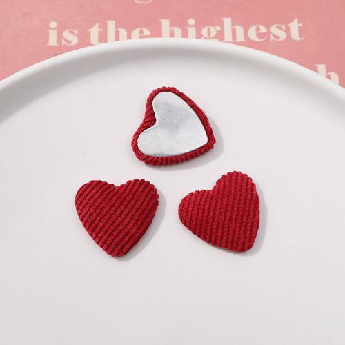 Mobile Phone DIY Decoration, Corduroy, Heart, more colors for choice, 25x27mm, Sold By PC