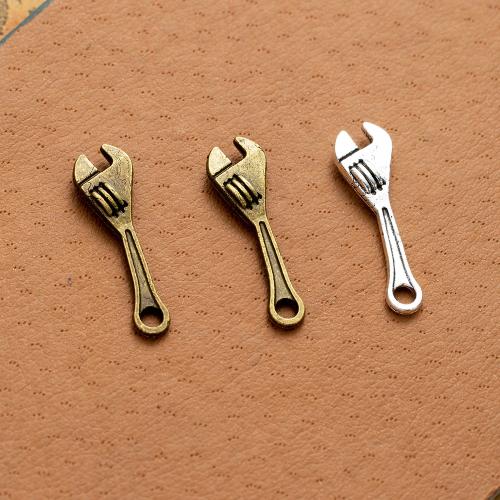 Tibetan Style Tool Pendants, Wrench, plated, DIY, more colors for choice, nickel, lead & cadmium free, 24x7mm, 100PCs/Bag, Sold By Bag