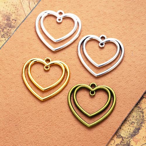 Tibetan Style Heart Pendants, plated, DIY, more colors for choice, nickel, lead & cadmium free, 26x25mm, 100PCs/Bag, Sold By Bag