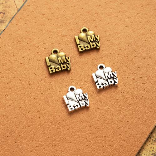 Tibetan Style Alphabet and number Pendants, Alphabet Letter, plated, DIY, more colors for choice, nickel, lead & cadmium free, 11x10mm, 100PCs/Bag, Sold By Bag