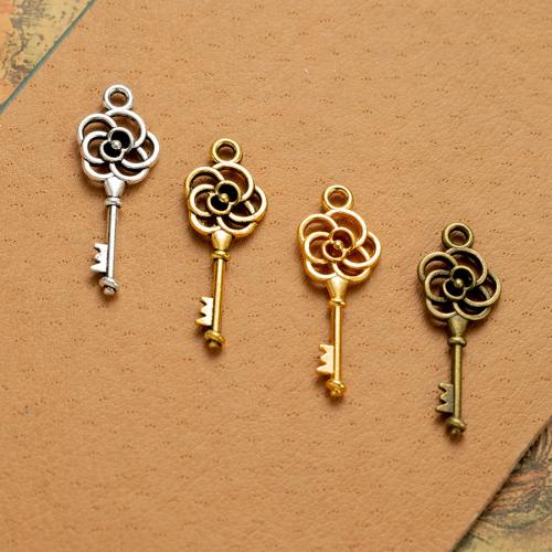 Tibetan Style Key Pendants, plated, DIY, more colors for choice, nickel, lead & cadmium free, 27x10mm, 100PCs/Bag, Sold By Bag