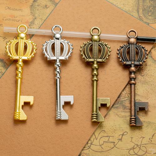 Tibetan Style Key Pendants, plated, DIY, more colors for choice, nickel, lead & cadmium free, 73x23mm, 100PCs/Bag, Sold By Bag