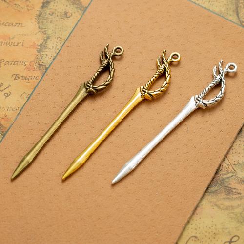 Tibetan Style Pendants, Sword, plated, DIY, more colors for choice, nickel, lead & cadmium free, 70x12mm, 100PCs/Bag, Sold By Bag