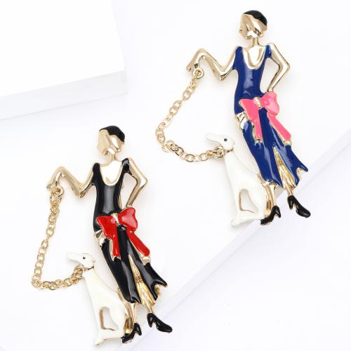 Tibetan Style Brooches, Girl, plated, for woman & enamel, more colors for choice, nickel, lead & cadmium free, Sold By PC