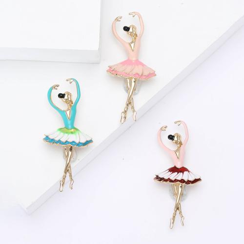 Tibetan Style Brooches, Dancing Girl, plated, for woman & enamel, more colors for choice, nickel, lead & cadmium free, Sold By PC