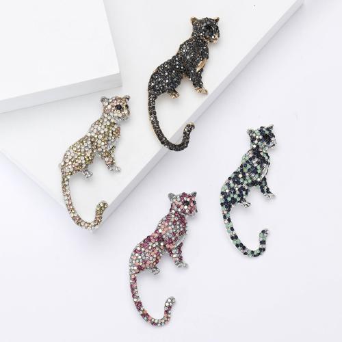 Tibetan Style Brooches, Leopard, plated, for woman & with rhinestone, more colors for choice, nickel, lead & cadmium free, Sold By PC