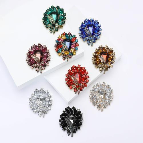 Broches en alliage de zinc, Placage, pour femme & avec strass, plus de couleurs à choisir, protéger l'environnement, sans nickel, plomb et cadmium, 70x12mm, Vendu par PC