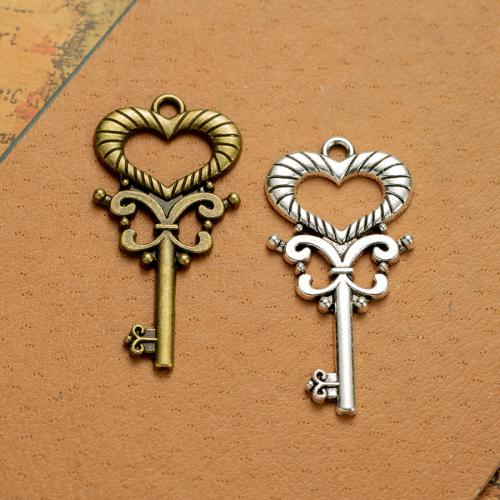 Tibetan Style Key Pendants, plated, DIY, more colors for choice, nickel, lead & cadmium free, 39x20mm, 100PCs/Bag, Sold By Bag