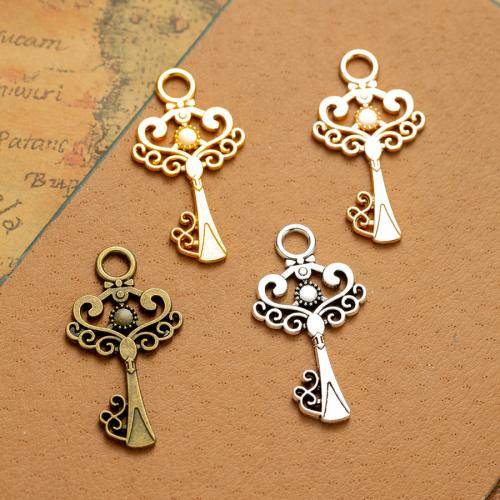 Tibetan Style Key Pendants, plated, DIY, more colors for choice, nickel, lead & cadmium free, 32x18mm, 100PCs/Bag, Sold By Bag