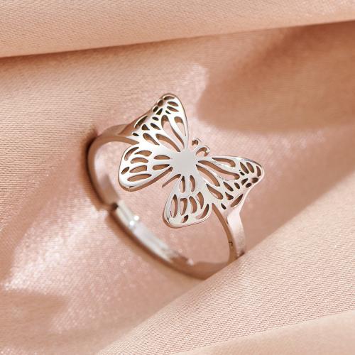 Tibetan Style Finger Ring, Butterfly, plated, Adjustable & for woman, more colors for choice, nickel, lead & cadmium free, inner diameter:17~20mm, Sold By PC