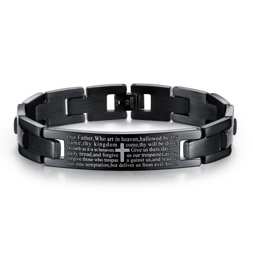 Edelstahl Schmuck Armband, 304 Edelstahl, plattiert, Modeschmuck & für den Menschen, schwarz, wide:12mm, Länge:200 Millimeter, verkauft von PC