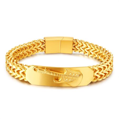 Stainless Steel Jewelry Bracelet, 304 Stainless Steel, gold color plated, fashion jewelry & for man, Length:210 mm, Sold By PC