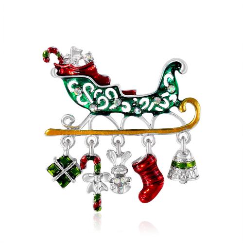 Christmas Brooches, Tibetan Style, plated, Christmas Design & Unisex & enamel & with rhinestone, Sold By PC