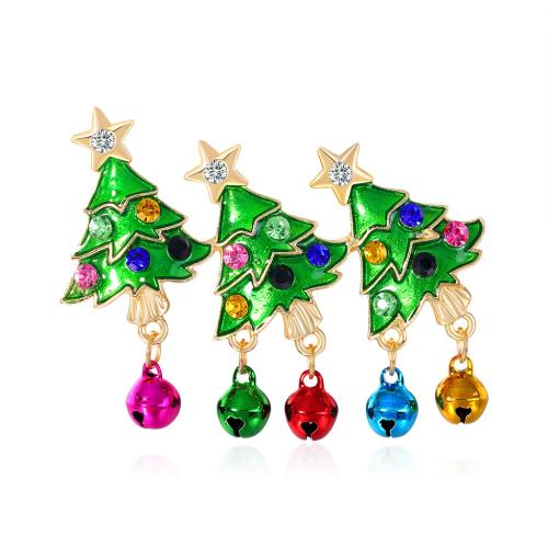 Christmas Brooches, Tibetan Style, Christmas Tree, plated, Christmas Design & Unisex & enamel & with rhinestone, Sold By PC