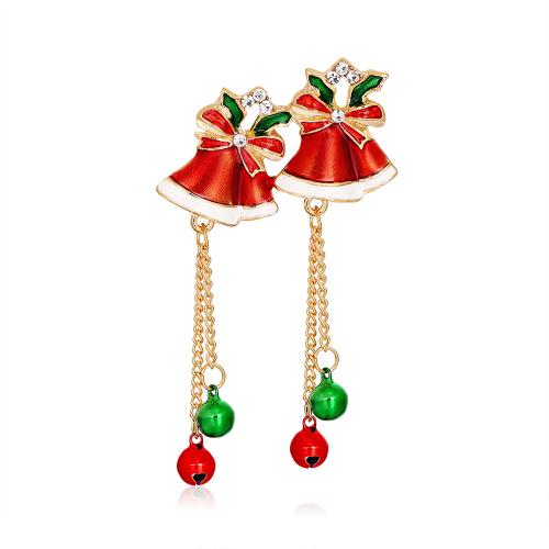 Christmas Brooches, Tibetan Style, Christmas Bell, plated, Christmas Design & Unisex & enamel & with rhinestone, Sold By PC