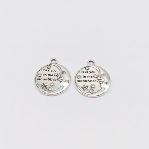 Tibetan Style Pendants, Round, antique silver color plated, DIY, 27x22mm, 100PCs/Bag, Sold By Bag