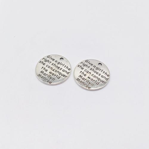 Tibetan Style Pendants, Round, antique silver color plated, DIY, 25x25mm, 100PCs/Bag, Sold By Bag