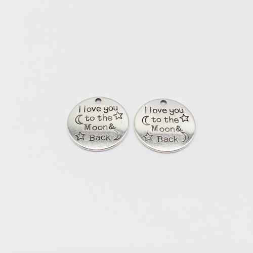 Tibetan Style Pendants, Round, antique silver color plated, DIY, 25x25mm, 100PCs/Bag, Sold By Bag