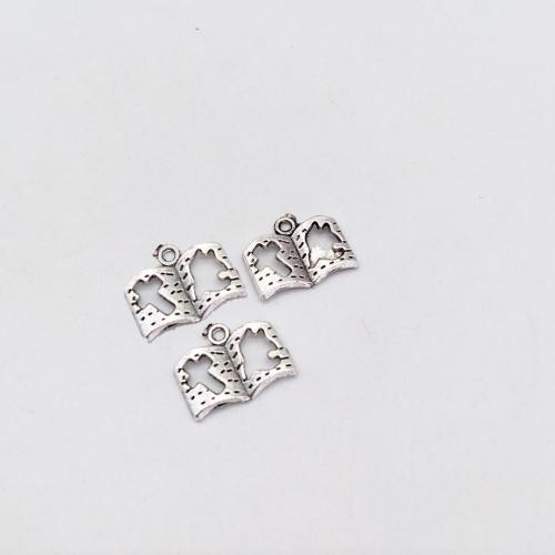 Tibetan Style Pendants, Book, antique silver color plated, DIY, 14x17mm, 100PCs/Bag, Sold By Bag