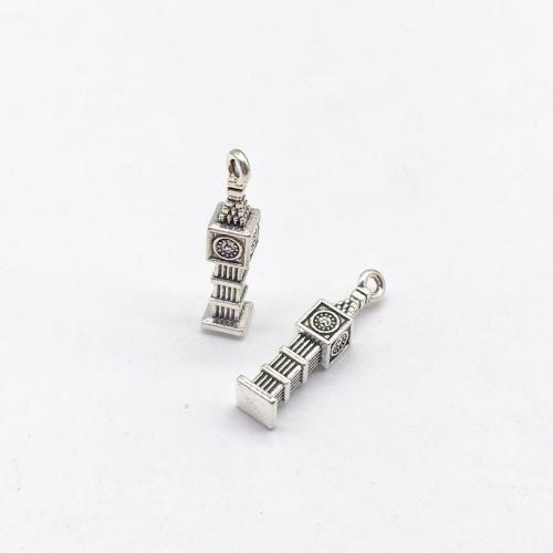 Tibetan Style Pendants, Tower, antique silver color plated, DIY, 27x6mm, 100PCs/Bag, Sold By Bag