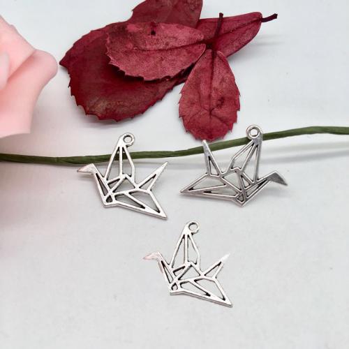 Tibetan Style Pendants, Thousand Origami Cranes, antique silver color plated, DIY, 21x30mm, 100PCs/Bag, Sold By Bag