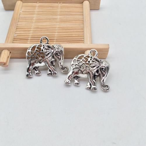 Tibetan Style Animal Pendants, Elephant, antique silver color plated, DIY, 27x29mm, 100PCs/Bag, Sold By Bag