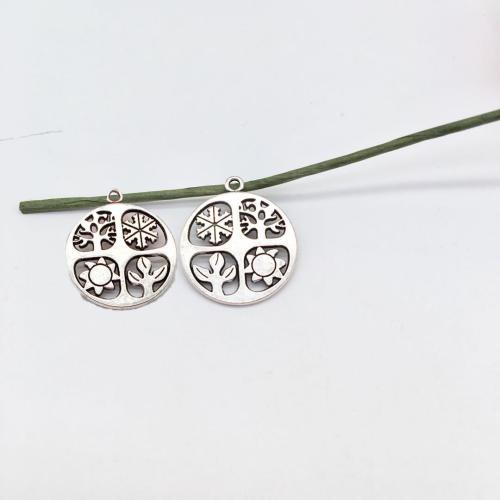 Tibetan Style Pendants, Round, antique silver color plated, DIY, 24mm, 100PCs/Bag, Sold By Bag