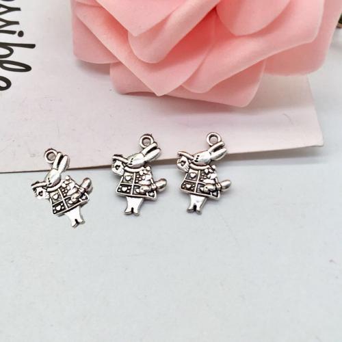 Tibetan Style Animal Pendants, Rabbit, antique silver color plated, DIY, 15x20mm, 100PCs/Bag, Sold By Bag