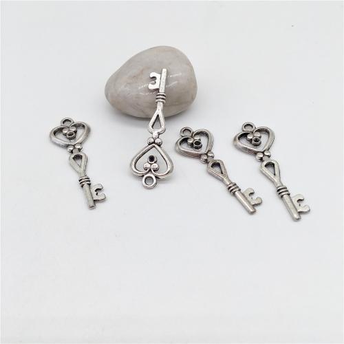 Tibetan Style Key Pendants, antique silver color plated, DIY, 41x15mm, 100PCs/Bag, Sold By Bag