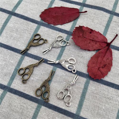 Tibetan Style Scissors Pendants, plated, DIY, more colors for choice, 27x14mm, 100PCs/Bag, Sold By Bag