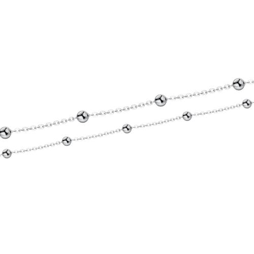 925 Sterling Silver Chains, cross chain & DIY, silver color, ball length 2.5mm, Sold By m