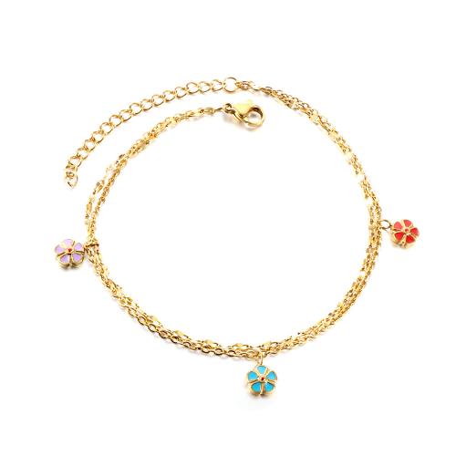 acero inoxidable 304 pulsera tobillera, con 2inch extender cadena, chapado, diferentes estilos para la opción & para mujer & esmalte, longitud:aproximado 8.3 Inch, Vendido por UD