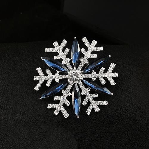 Christmas Brooches, Tibetan Style, with Crystal, Snowflake, Christmas Design & for woman, more colors for choice, 39x39mm, Sold By PC