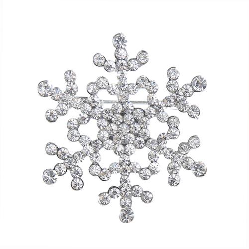 Christmas Brooches, Tibetan Style, Snowflake, Christmas Design & for woman & with rhinestone, more colors for choice, 41x37mm, Sold By PC