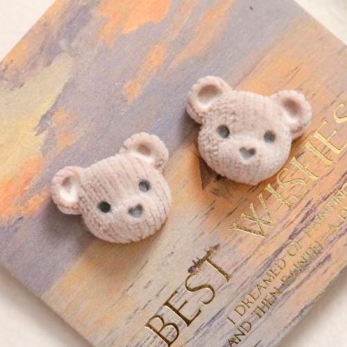 Mobile Phone DIY Decoration, Resin, with Flocking Fabric, Bear, 20x25mm, Sold By PC