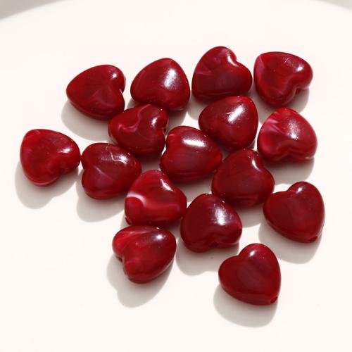 Acrylic Jewelry Beads, Heart, polished, DIY, more colors for choice, 14x14mm, Sold By PC