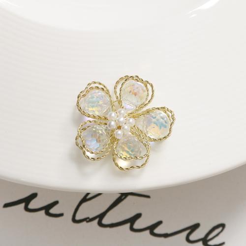 Hair Accessories DIY Findings, Crystal, Flower, handmade, 32mm, Sold By PC