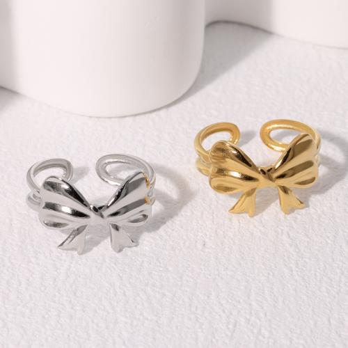 Stainless Steel Finger Ring, 304 Stainless Steel, Bowknot, fashion jewelry & for woman, more colors for choice, Sold By PC