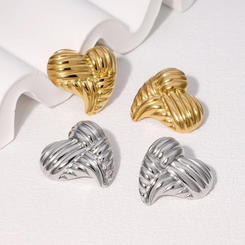 Stainless Steel Stud Earrings, 304 Stainless Steel, Heart, fashion jewelry & for woman, more colors for choice, 27.50x27mm, Sold By Pair