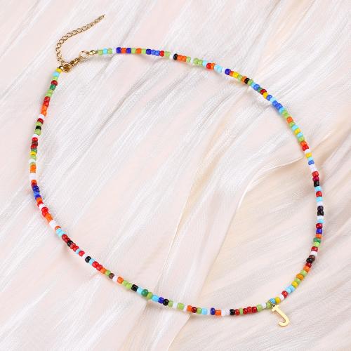 Collier de bijoux en acier inoxydable, Acier inoxydable 304, avec Seedbead, avec 5cm chaînes de rallonge, bijoux de mode & styles différents pour le choix & pour femme, Longueur:Environ 45 cm, Vendu par PC