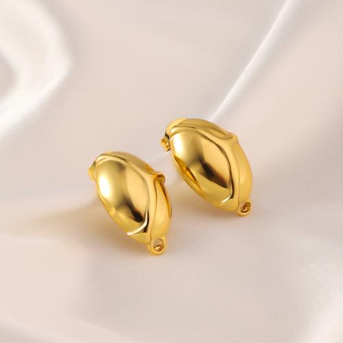 Stainless Steel Stud Earrings, 304 Stainless Steel, fashion jewelry & for woman, Crystal Gold, 20x12mm, Sold By Pair