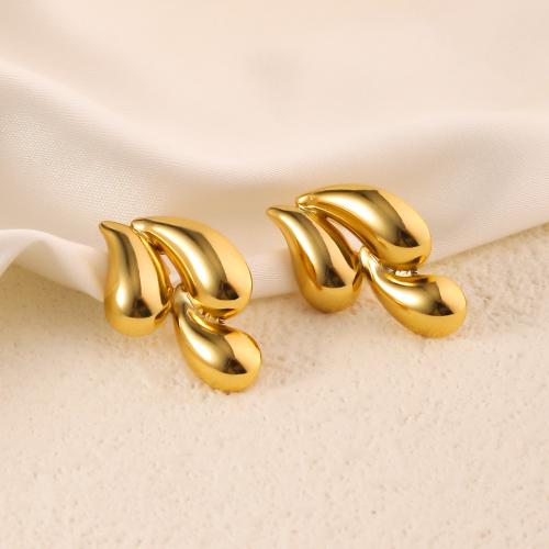 Pendientes de Acero Inoxidable, acero inoxidable 304, 18K chapado en oro, Joyería & para mujer, dorado, 30x18mm, Vendido por Par