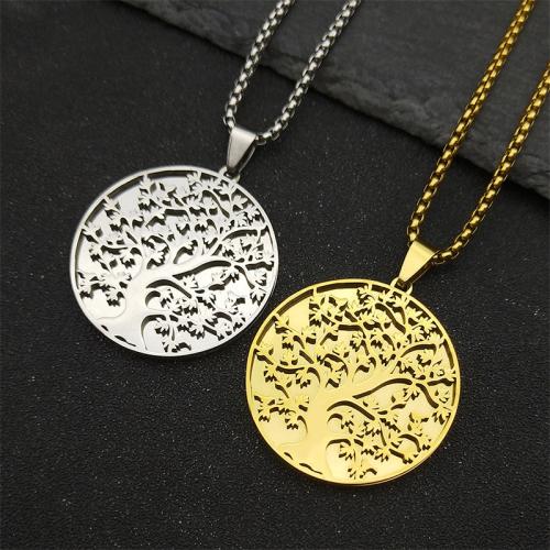 Stainless Steel Jewelry Necklace, 304 Stainless Steel, Round, fashion jewelry & Unisex, more colors for choice, 35x35mm, Length:Approx 60 cm, Sold By PC