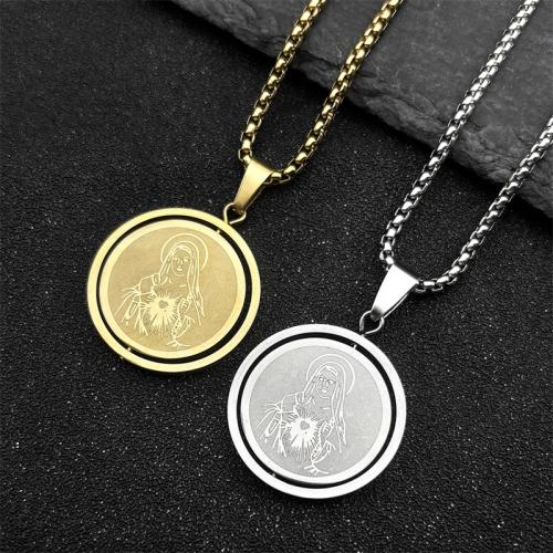 Stainless Steel Jewelry Necklace, 304 Stainless Steel, Round, fashion jewelry & Unisex, more colors for choice, 25x25mm, Length:Approx 60 cm, Sold By PC