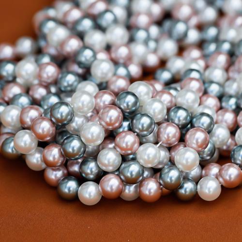 Peties perles de la mer du sud, Shell Pearl, Rond, DIY, couleurs mélangées, 10mm, Vendu par Environ 40 cm brin