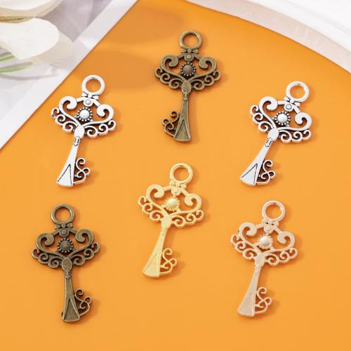 Tibetan Style Key Pendants, plated, DIY, more colors for choice, nickel, lead & cadmium free, 32x18mm, 100PCs/Bag, Sold By Bag