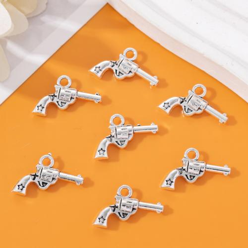 Tibetan Style Gun Pendants, antique silver color plated, DIY, nickel, lead & cadmium free, 20x14mm, Approx 100PCs/Bag, Sold By Bag